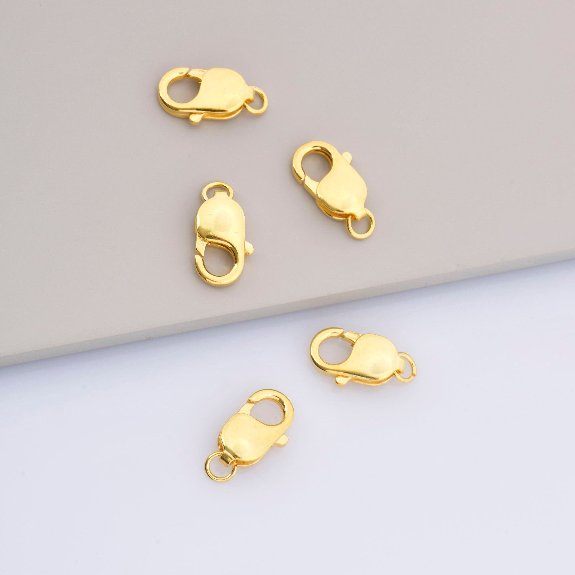 24K Gold Vermeil Lobster Clasp, 925 Solid Silver Trigger Clasp, Gold Plated Spring Clasp, Jewelry Supplies, Jewelry Making Findings, VM55D
