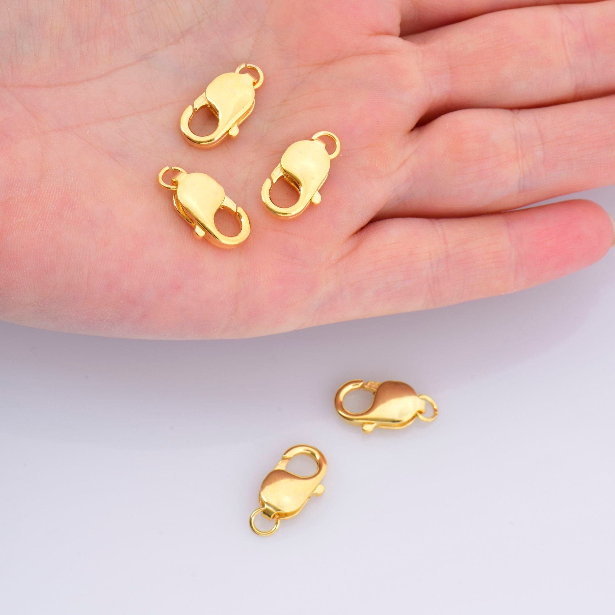 24K Gold Vermeil Lobster Clasp, 925 Solid Silver Trigger Clasp, Gold Plated Spring Clasp, Jewelry Supplies, Jewelry Making Findings, VM55D