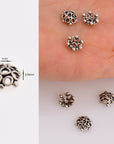 925 Sterling Silver Flower Bead Caps, Solid Silver Bead Caps, 9mm Flower Bead Caps, Oxidized Spacer Bead Caps, Jewelry Crafting Supply, M6B
