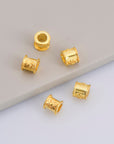24K Gold Vermeil Flower Tube Beads, Gold Plated Tube Beads, 925 Silver Spacer Tube Beads in Gold, Silver Tube Beads For Jewelry Making, VM22