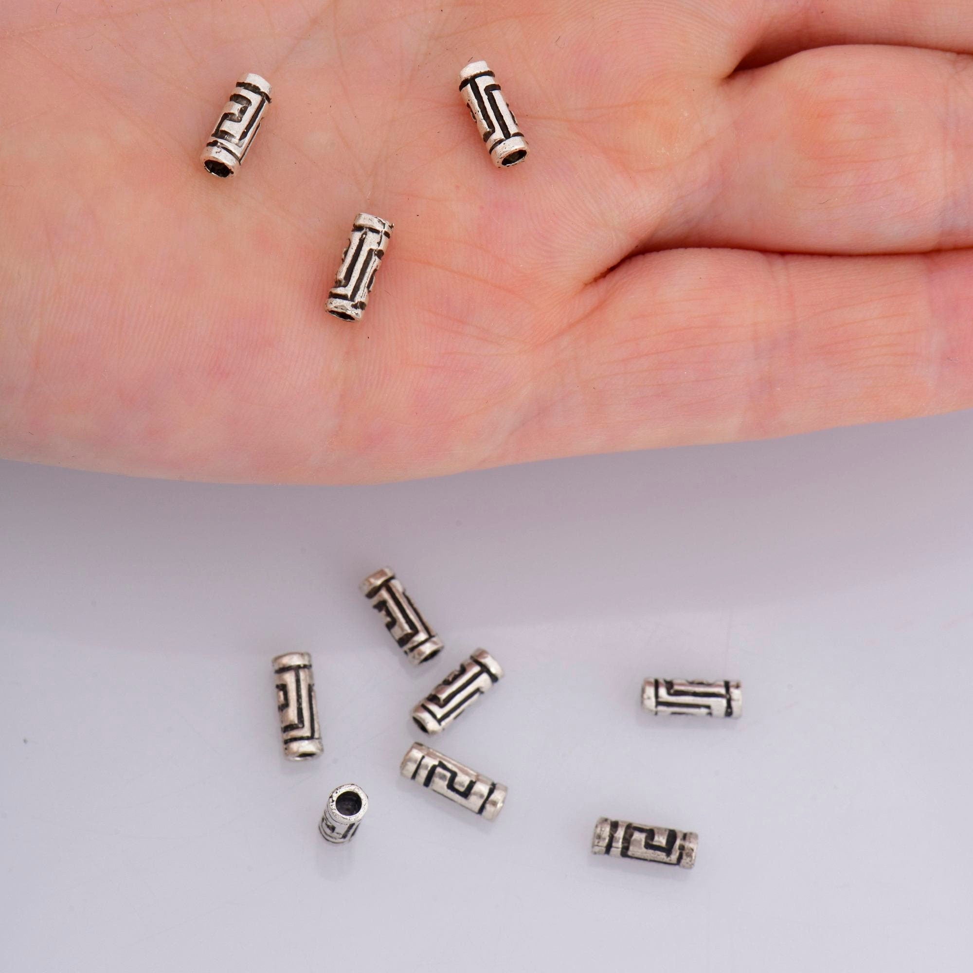 925 Sterling Silver Spiral Tube Beads, Antique Silver Tube Beads, Spacer Tube Beads, Oxidized Silver Tube Beads For Jewelry Making, M23