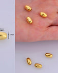 24K Gold 8x5mm Plated Rice Shape Beads, 925 Silver Oval Beads in 24K Gold Vermeil, Smooth Seamless Olive Beads, Jewelry Supplies, VM1C