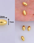 24K Gold 12x7mm Plated Rice Shape Beads, 925 Silver Oval Beads in 24K Gold Vermeil, Smooth Seamless Olive Beads, Jewelry Supplies, VM1E