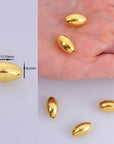 24K Gold Plated Rice Shape Beads, 925 Silver Oval 13.5x8mm Beads in 24K Gold Vermeil, Smooth Seamless Olive Beads, Jewelry Supplies, VM1F