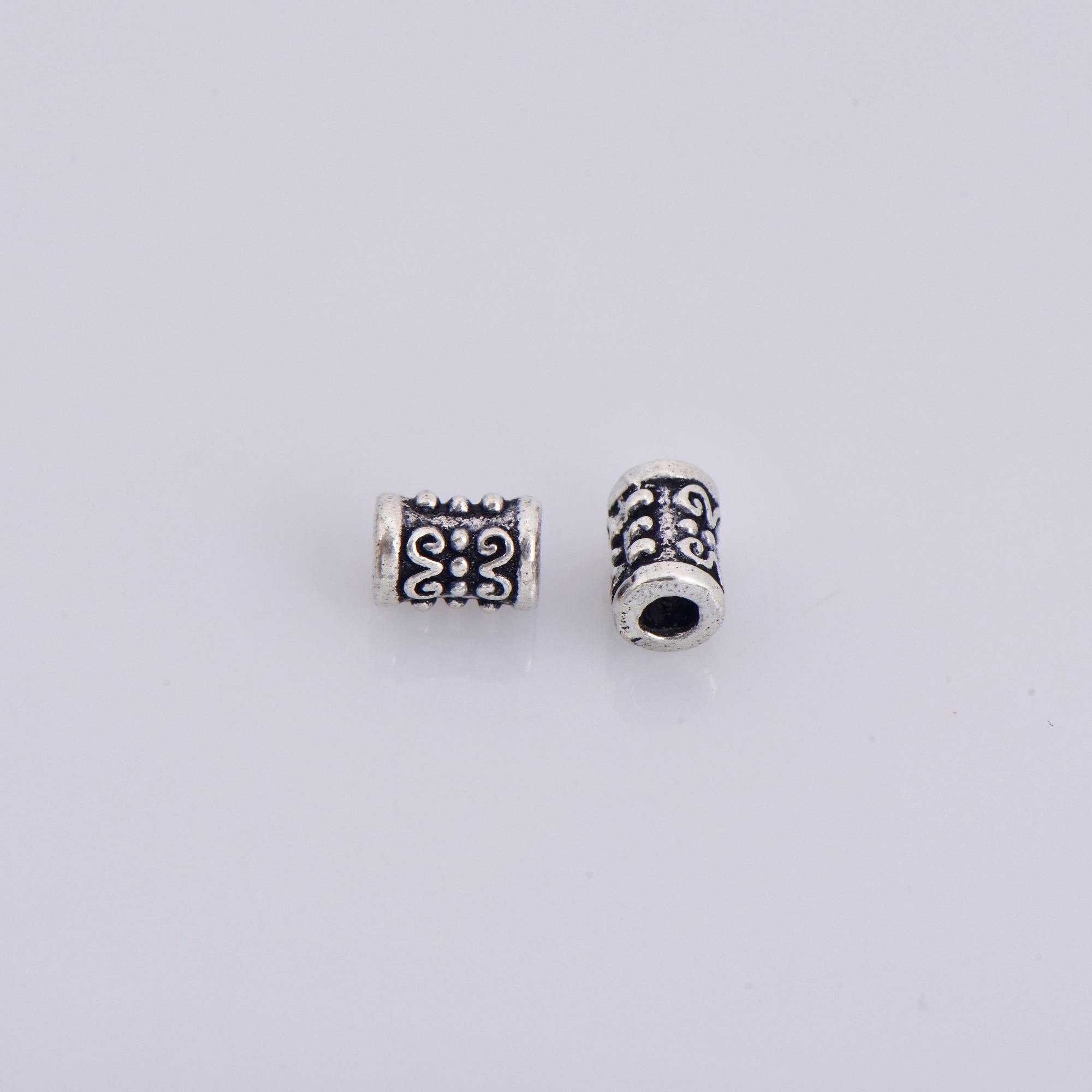 925 Sterling Silver Tube Beads, Antique Silver Tube Beads, Silver Spacer Tube Beads, Oxidized Silver Tube Beads For Jewelry Making, M24
