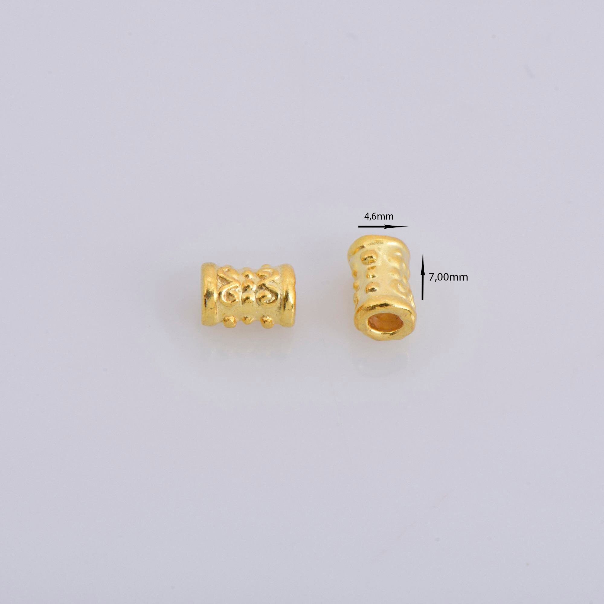 24K Gold Vermeil Tube Beads, Antique Silver Tube Beads in Gold, 925 Silver Spacer Tube Beads, Silver Tube Beads For Jewelry Making, VM24