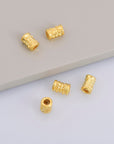 24K Gold Vermeil Tube Beads, Antique Silver Tube Beads in Gold, 925 Silver Spacer Tube Beads, Silver Tube Beads For Jewelry Making, VM24