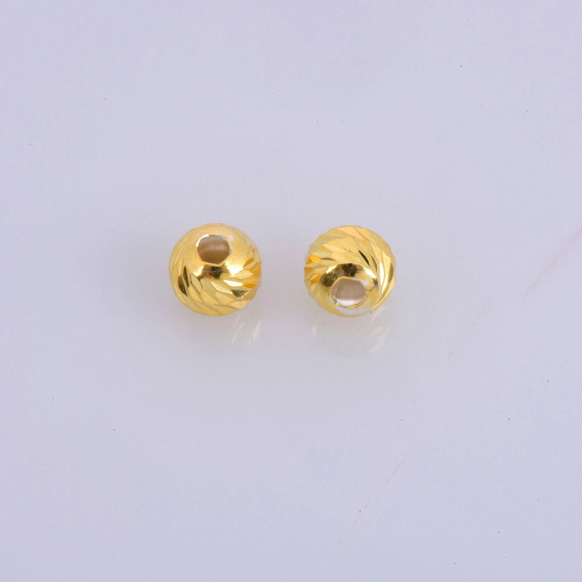 24K Gold Vermeil Diamond Cut 8mm Round Beads, 925 Silver Laser Multi Diamond Cut Beads in 24K, Moon Cut Spacer Beads, Jewelry Supplies, VM2F