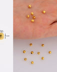 24K Gold 3mm Plated Seamless Round Beads, 925 Silver Corrugated Round Beads in Gold Vermeil, Round Seperator Beads, Jewelry Supplies, VM5A