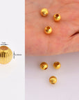 24K Gold 7mm Plated Seamless Round Beads, 925 Silver Corrugated Round Beads in Gold Vermeil, Round Seperator Beads, Jewelry Supplies, VM5E
