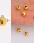 24K Gold 8mm Plated Seamless Round Beads, 925 Silver Corrugated Round Beads in Gold Vermeil, Round Seperator Beads, Jewelry Supplies, VM5F