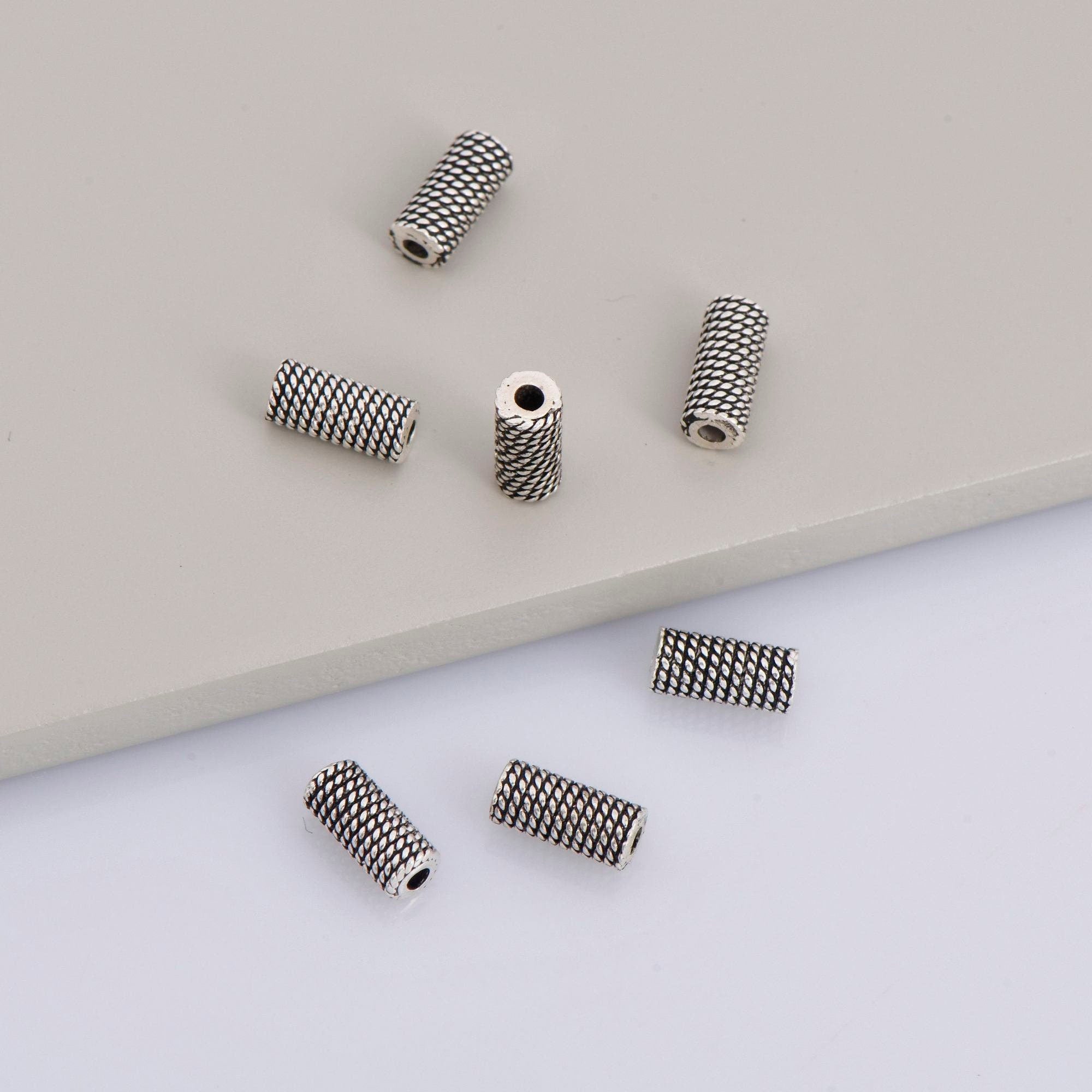 925 Sterling Silver Tube Beads, Antique Silver Tube Beads, Silver Spacer Tube Beads, Oxidized Silver Tube Beads For Jewelry Making, M25