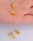 24K Gold Vermeil Tube Beads, Gold Plated Silver Tube Beads, Antique 925 Silver Spacer Tube Beads, Tube Beads For Jewelry Making, VM25