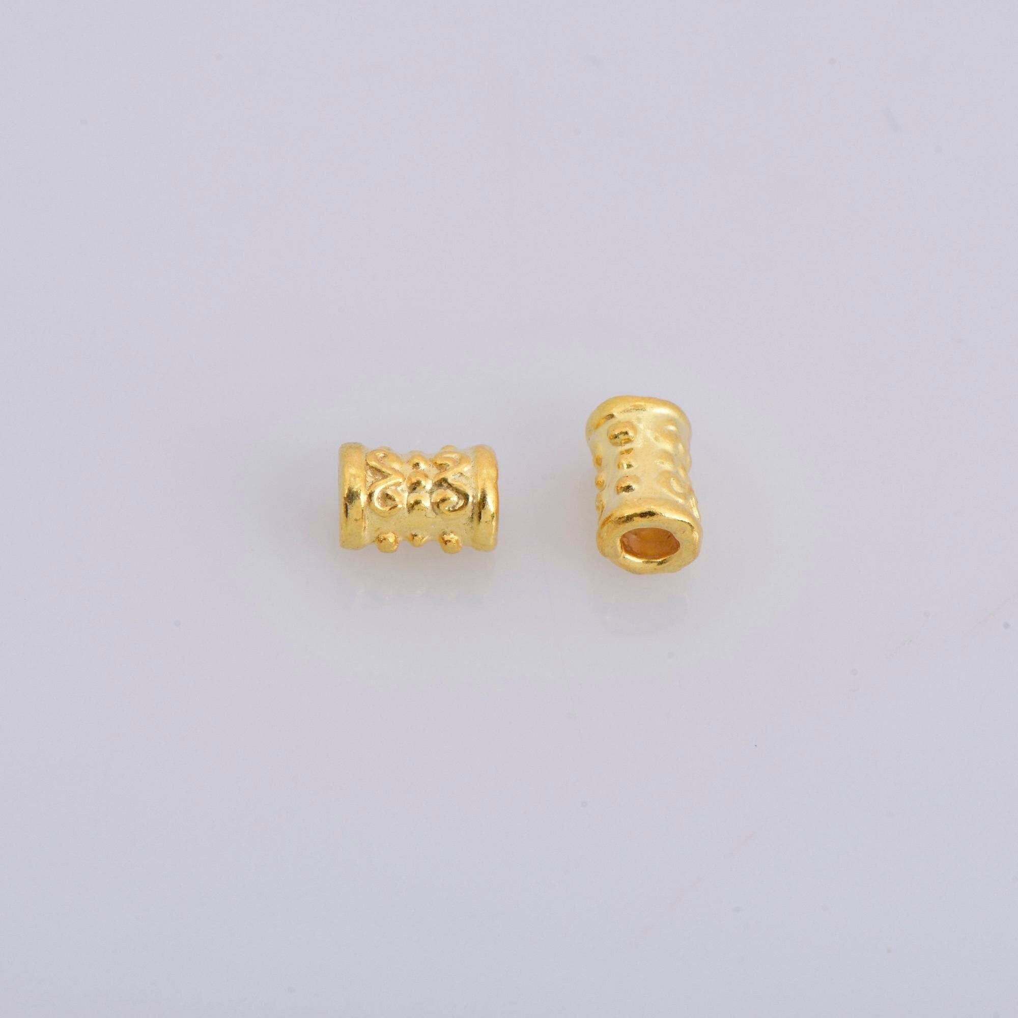 24K Gold Vermeil Tube Beads, Antique Silver Tube Beads in Gold, 925 Silver Spacer Tube Beads, Silver Tube Beads For Jewelry Making, VM24
