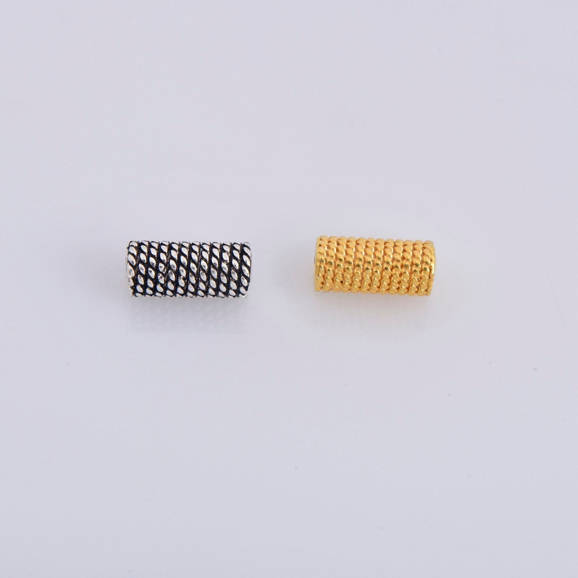 24K Gold Vermeil & 925 Sterling Silver Tube Beads, Antique Silver Tube Beads, Gold Spacer Tube Beads, Oxidized Tube Beads, M/VM25