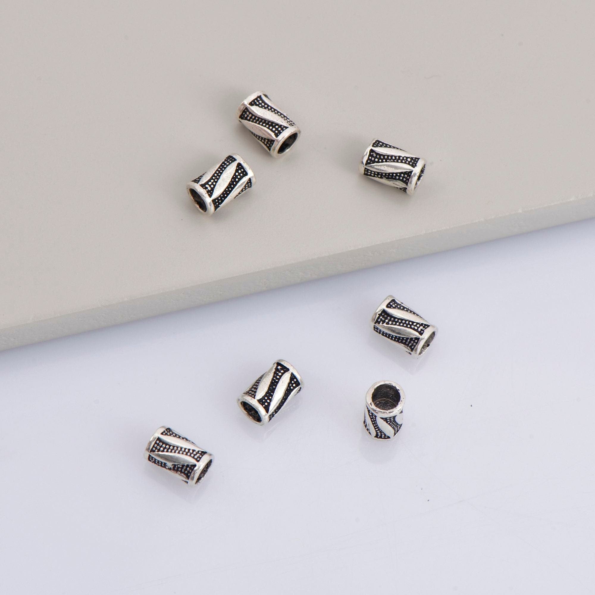 925 Silver Antique Silver Tube Beads, Silver Tube Beads, Silver Spacer Tube Beads, Oxidized Silver Tube Beads For Jewelry Making, M26