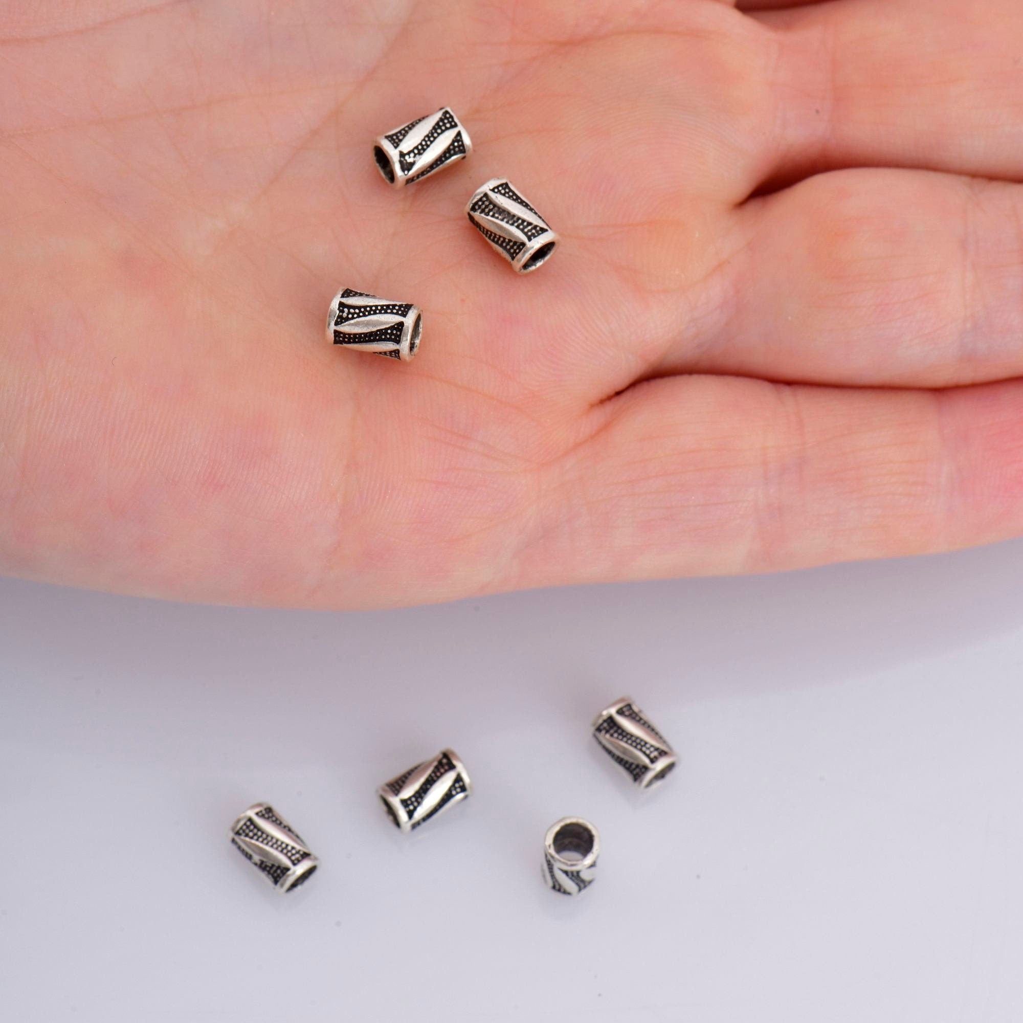 925 Silver Antique Silver Tube Beads, Silver Tube Beads, Silver Spacer Tube Beads, Oxidized Silver Tube Beads For Jewelry Making, M26