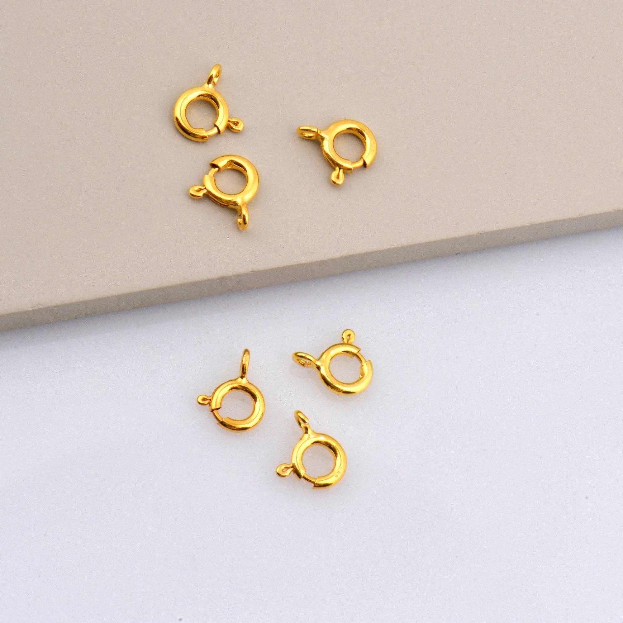 24K Gold Vermeil Round Clasps, 925 Solid Silver Round Trigger Clasp, Plated Round Spring Clasp, Jewelry Supply, Jewelry Findings, VM56A-D