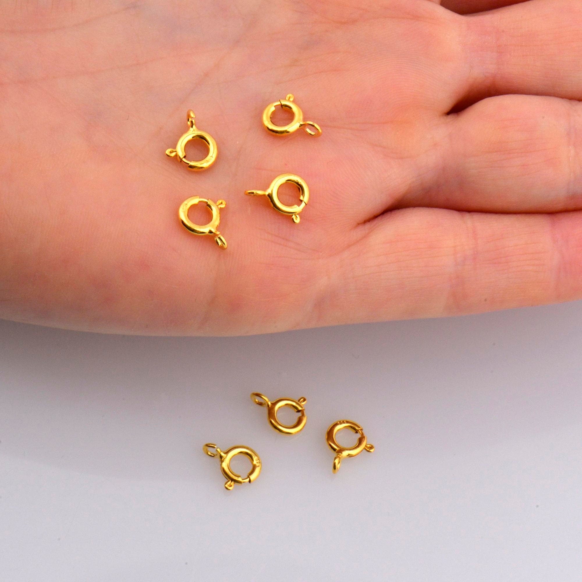 24K Gold Vermeil Round Clasps, 925 Solid Silver Round Trigger Clasp, Plated Round Spring Clasp, Jewelry Supply, Jewelry Findings, VM56A-D
