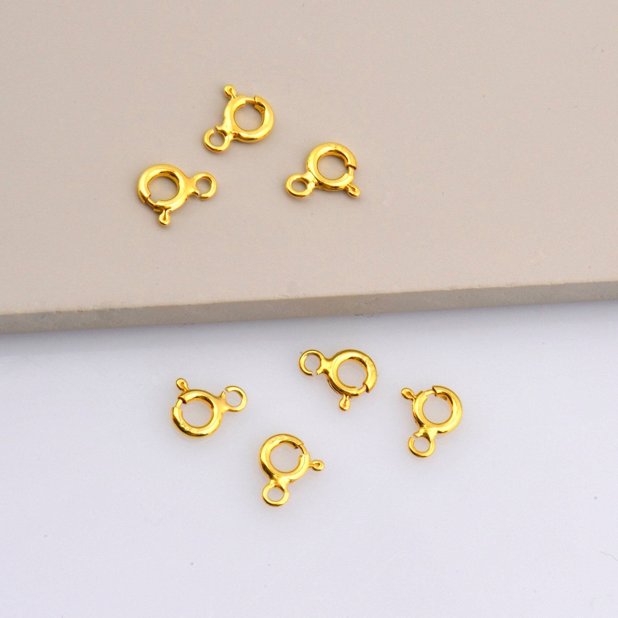 24K Gold Vermeil Round Clasps, 925 Solid Silver Round Trigger Clasp, Plated Round Spring Clasp, Jewelry Supply, Jewelry Findings, VM56A-D