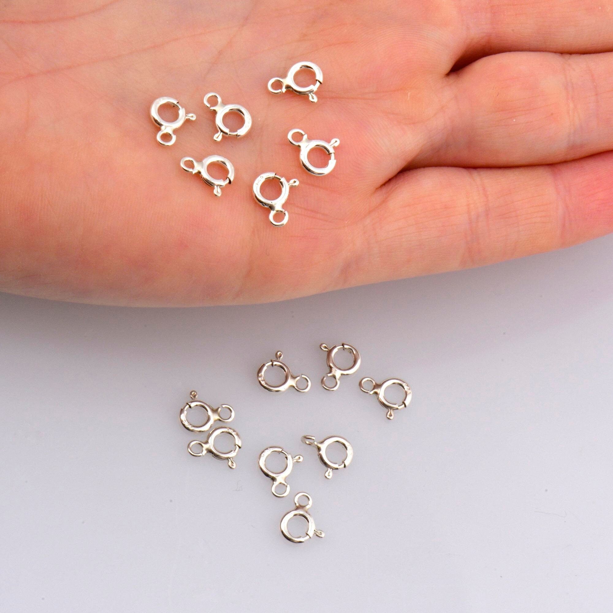 925 Sterling Silver Round Clasps, Solid Silver Round Trigger Clasp, Silver Round Spring Clasp, Jewelry Making Supply, Jewelry Findings, M56A