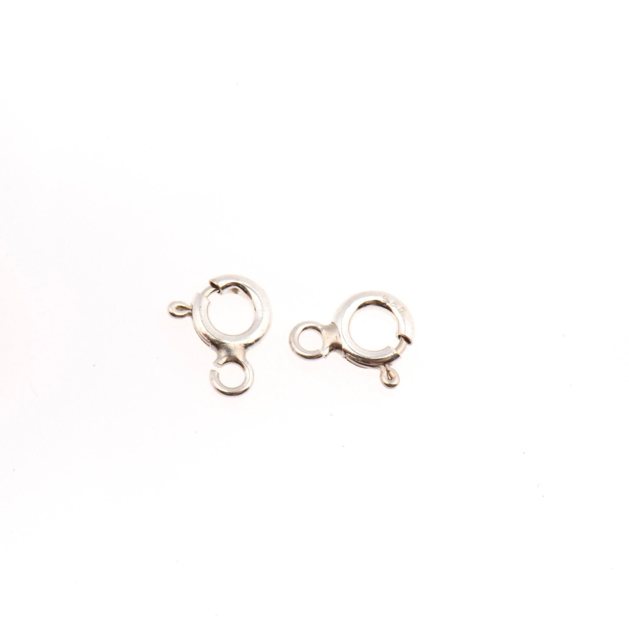 925 Sterling Silver Round Clasps, Solid Silver Round Trigger Clasp, Silver Round Spring Clasp, Jewelry Making Supply, Jewelry Findings, M56A
