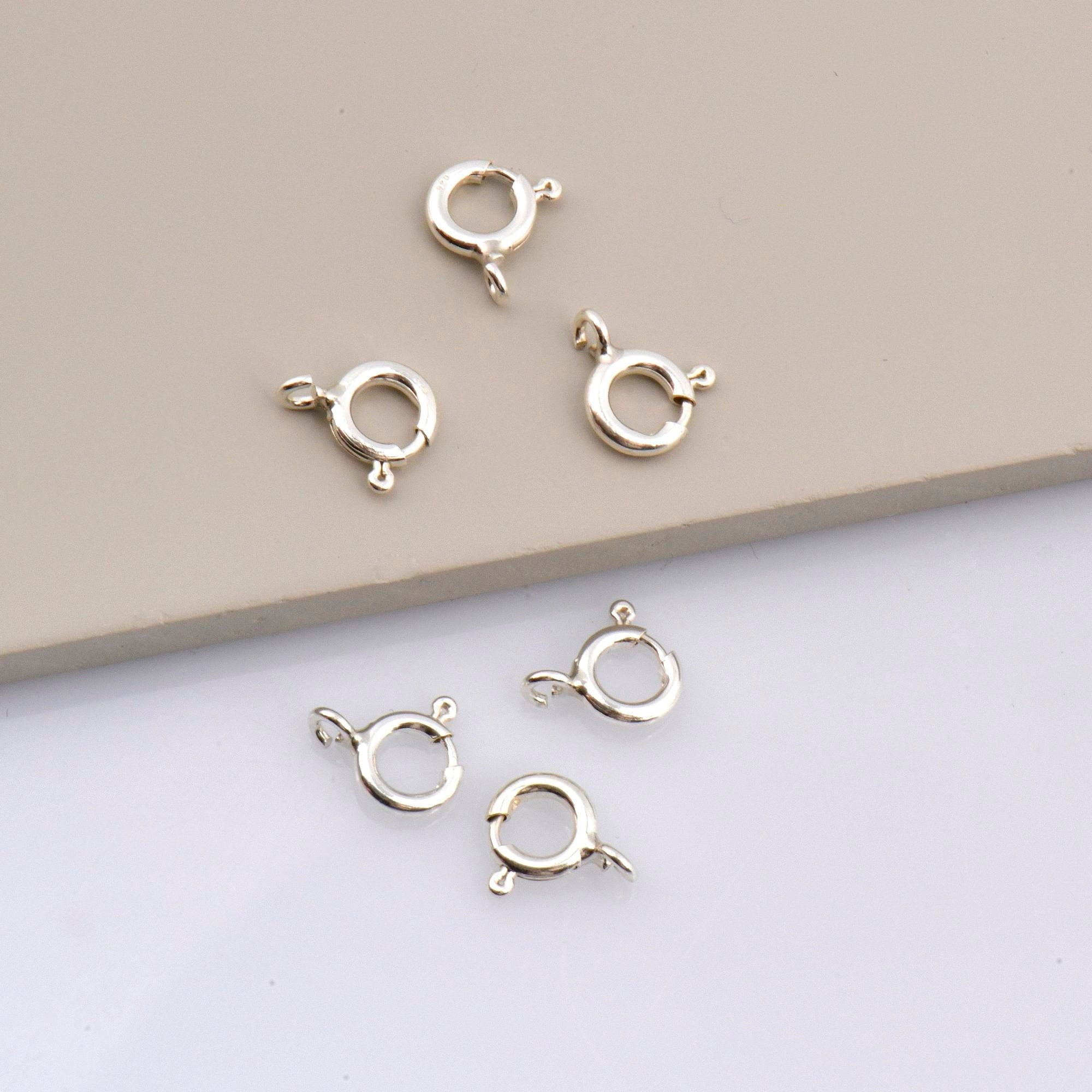 925 Sterling Silver Round Clasps, Solid Silver Round Trigger Clasp, Round Spring Clasp, Jewelry Making Supply, Jewelry Findings, M56A-D