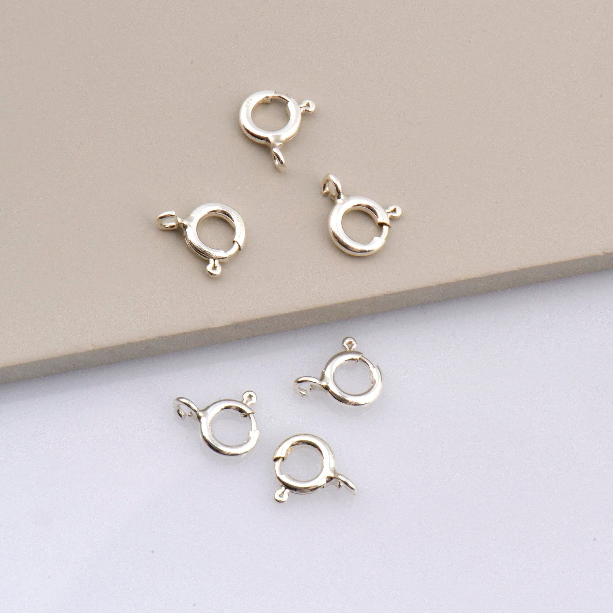 925 Sterling Silver Round Clasps, Solid Silver Round Trigger Clasp, Silver Round Spring Clasp, Jewelry Making Supply, Jewelry Findings, M56D
