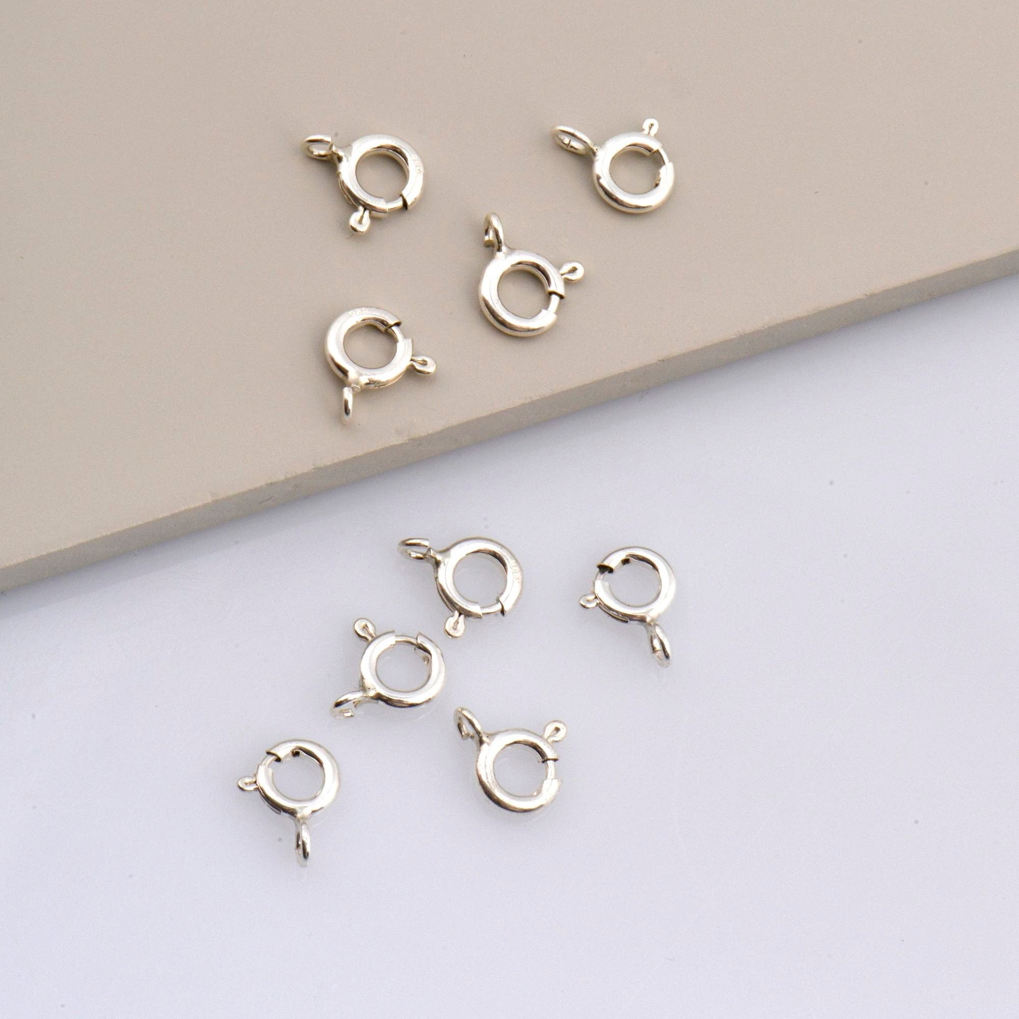 925 Sterling Silver Round Clasps, Solid Silver Round Trigger Clasp, Round Spring Clasp, Jewelry Making Supply, Jewelry Findings, M56A-D