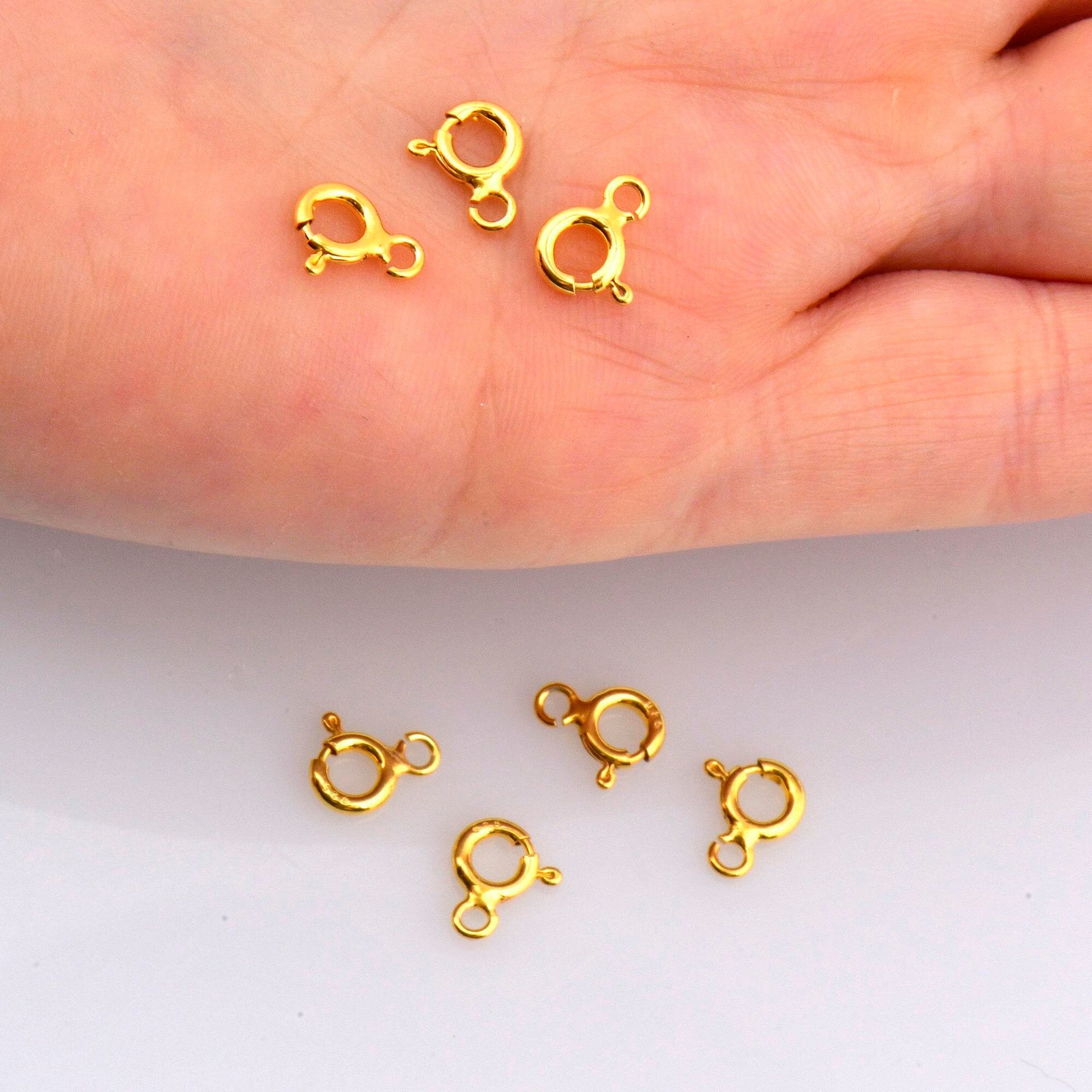 24K Gold Vermeil & 925 Silver Round Clasps, Solid Silver Round Trigger Clasp, Plated Round Spring Clasp, Jewelry Finding, M/VM56
