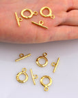 24K Gold Vermeil Toggle Clasps, 925 Solid Silver Toggle Clasp, Gold Plated Organic Toggle Clasp Set, Jewelry Supply, Jewelry Findings, VM57B