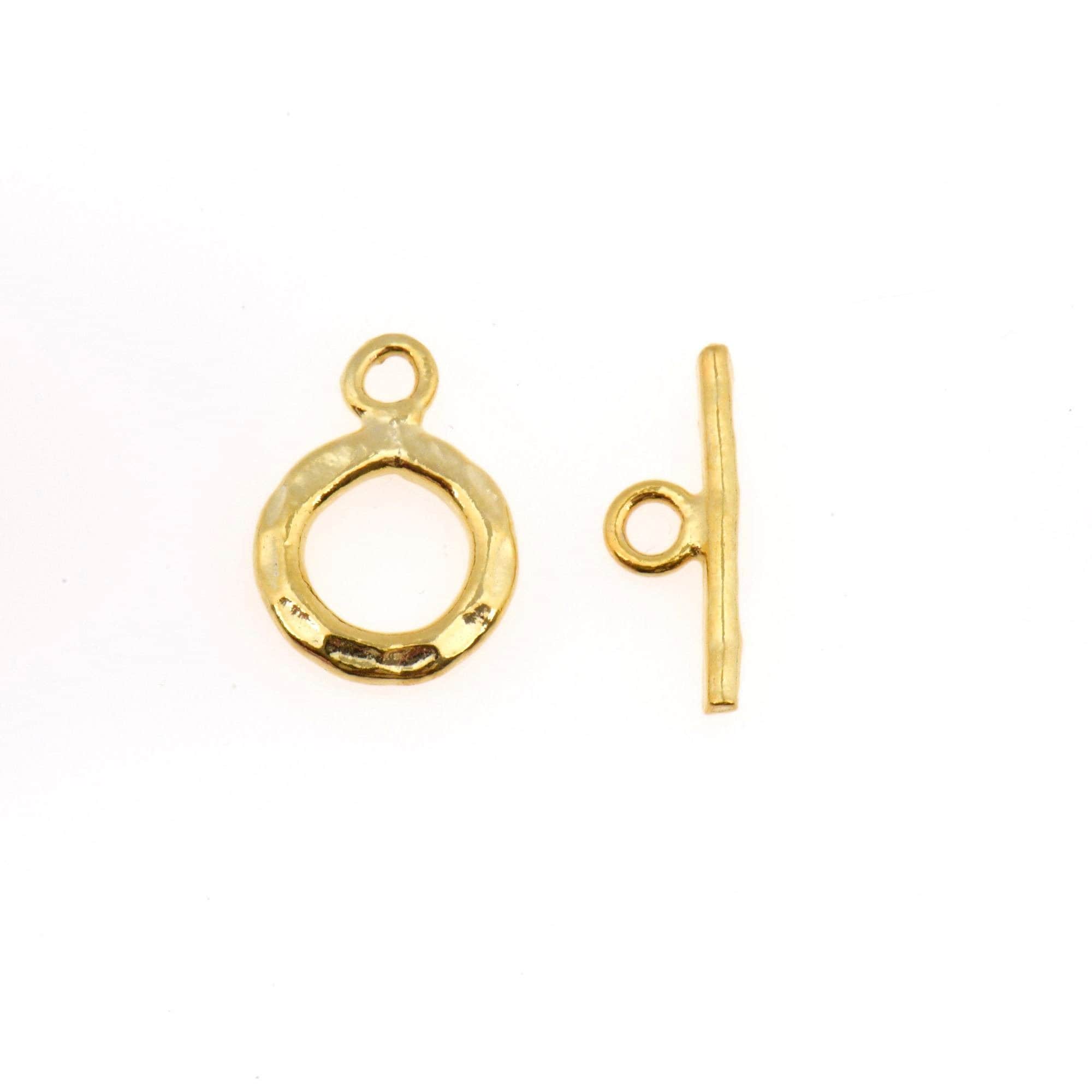 24K Gold Vermeil Toggle Clasps, 925 Solid Silver Toggle Clasp, Gold Plated Organic Toggle Clasp Set, Jewelry Supply, Jewelry Findings, VM57B