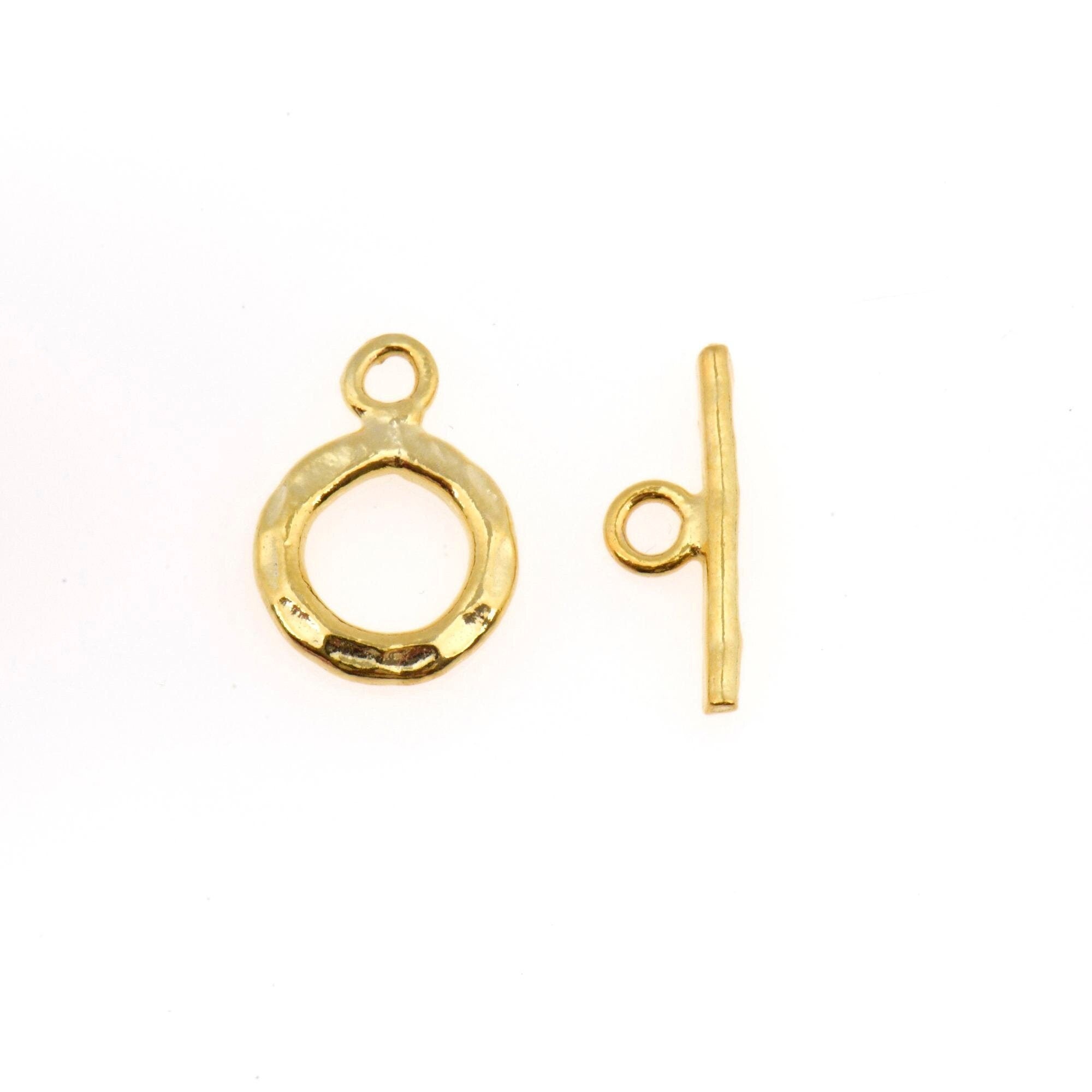 24K Gold Vermeil Toggle Clasps, 925 Solid Silver Toggle Clasp, Gold Plated Organic Toggle Clasp Set, Jewelry Supply, Jewelry Findings, VM57A