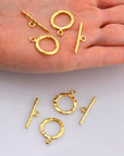 24K Gold Vermeil Toggle Clasps, 925 Solid Silver Toggle Clasp, Gold Plated Organic Toggle Clasp Set, Jewelry Supply, Jewelry Findings, VM57C