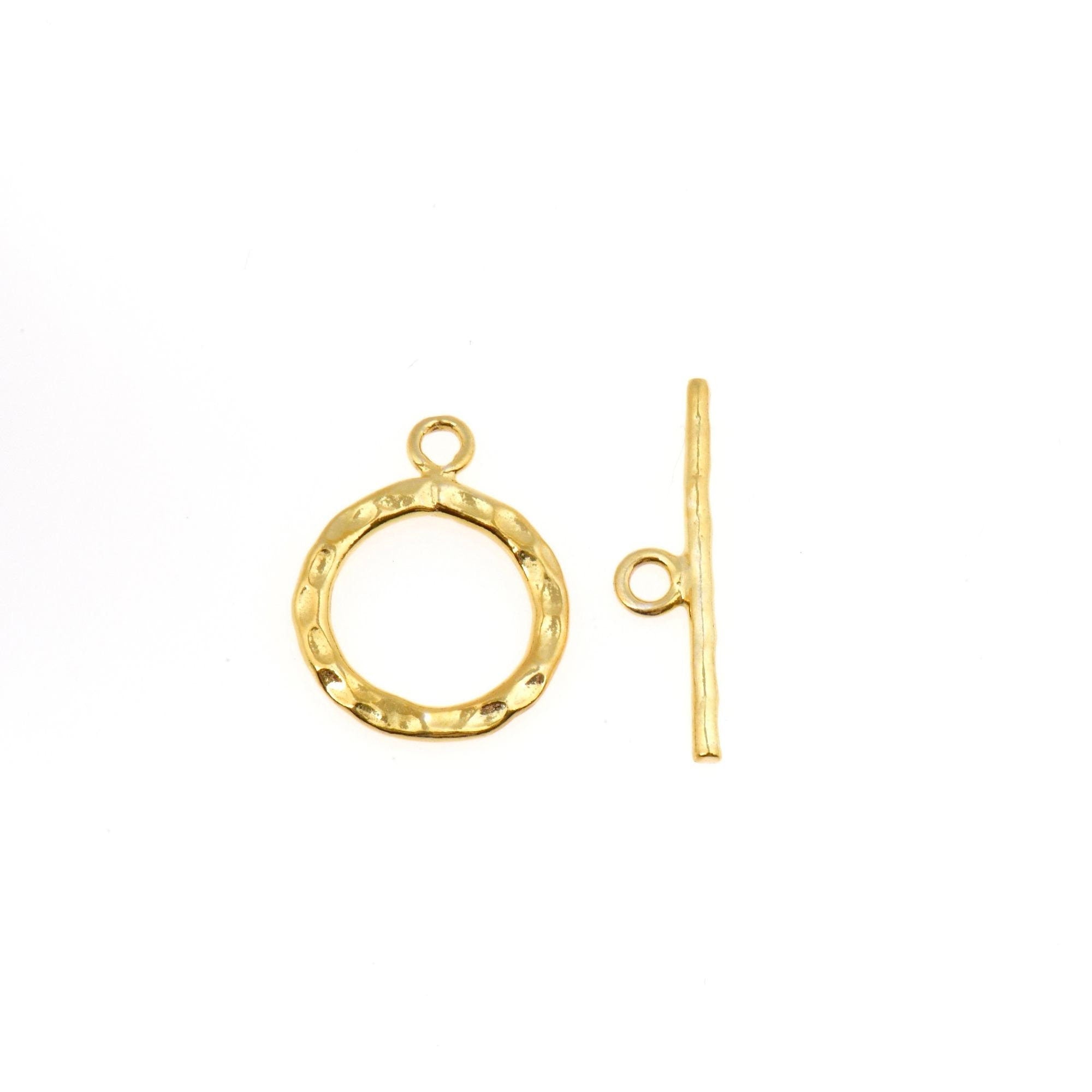 24K Gold Vermeil Toggle Clasps, 925 Solid Silver Toggle Clasp, Gold Plated Organic Toggle Clasp Set, Jewelry Supply, Jewelry Findings, VM57C