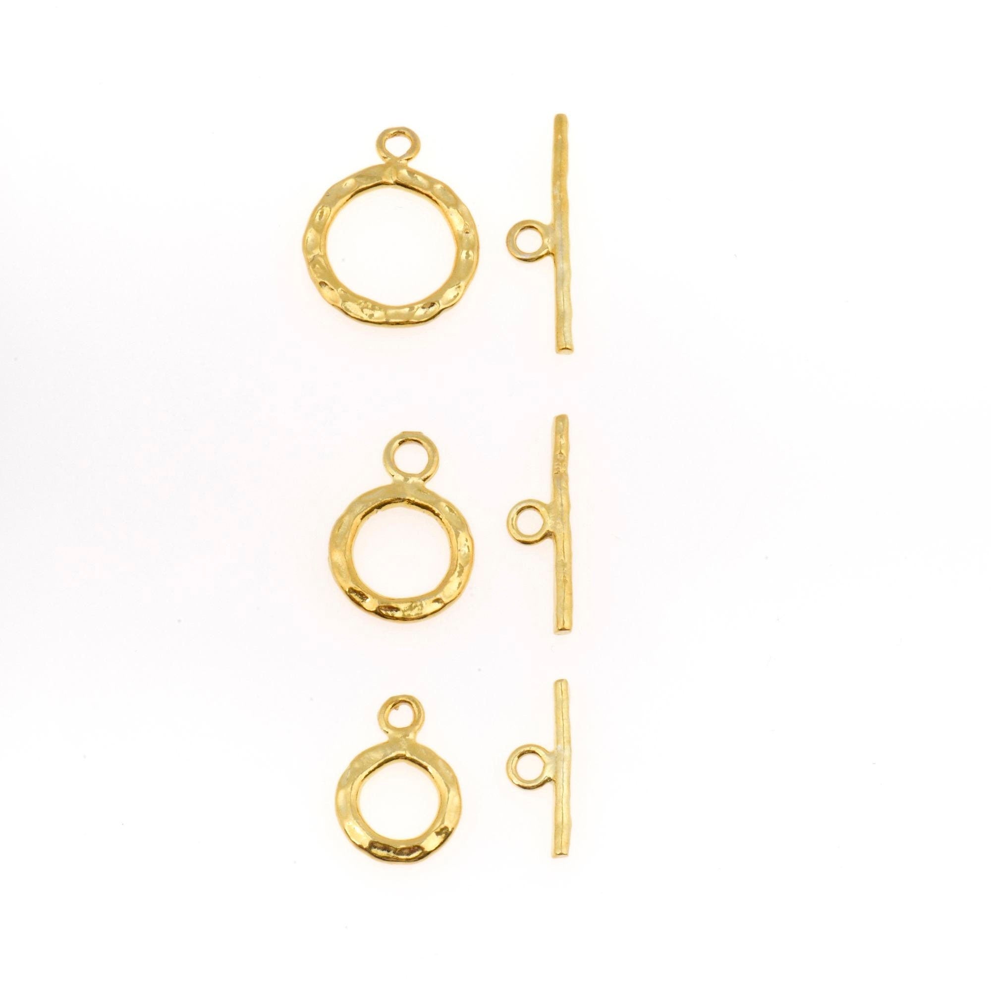 24K Gold Vermeil & 925 Silver Toggle Clasps, Silver Toggle Clasp, Plated Organic Toggle Clasp Set, Jewelry Supply, Jewelry Findings, MV/M57