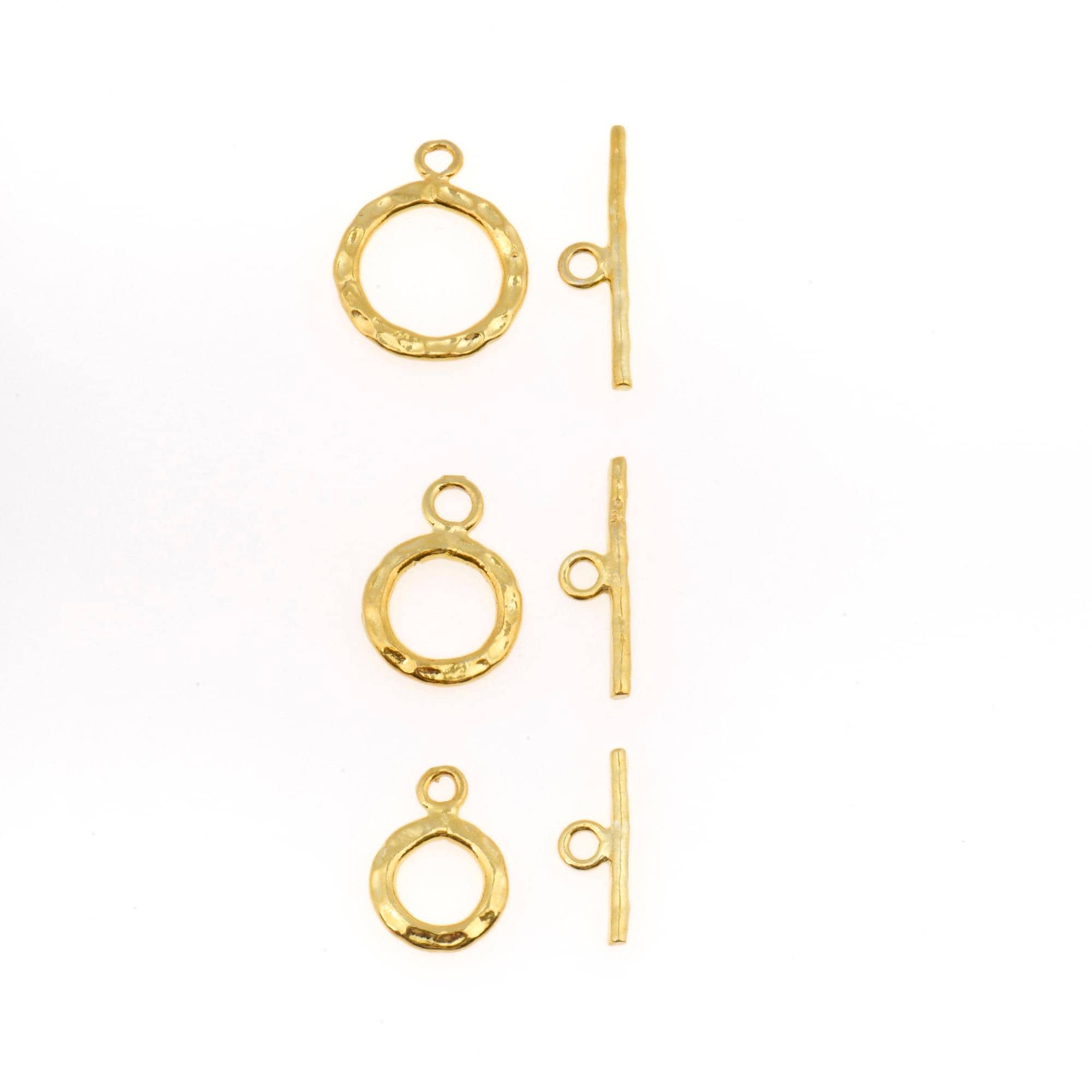 24K Gold Vermeil Toggle Clasps, 925 Solid Silver Toggle Clasp, Plated Organic Toggle Clasp Set, Jewelry Supply, Jewelry Findings, VM57A-C