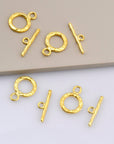 24K Gold Vermeil Toggle Clasps, 925 Solid Silver Toggle Clasp, Plated Organic Toggle Clasp Set, Jewelry Supply, Jewelry Findings, VM57A-C