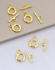 24K Gold Vermeil & 925 Silver Toggle Clasps, Silver Toggle Clasp, Plated Organic Toggle Clasp Set, Jewelry Supply, Jewelry Findings, MV/M57