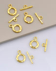 24K Gold Vermeil Toggle Clasps, 925 Solid Silver Toggle Clasp, Plated Organic Toggle Clasp Set, Jewelry Supply, Jewelry Findings, VM57A-C