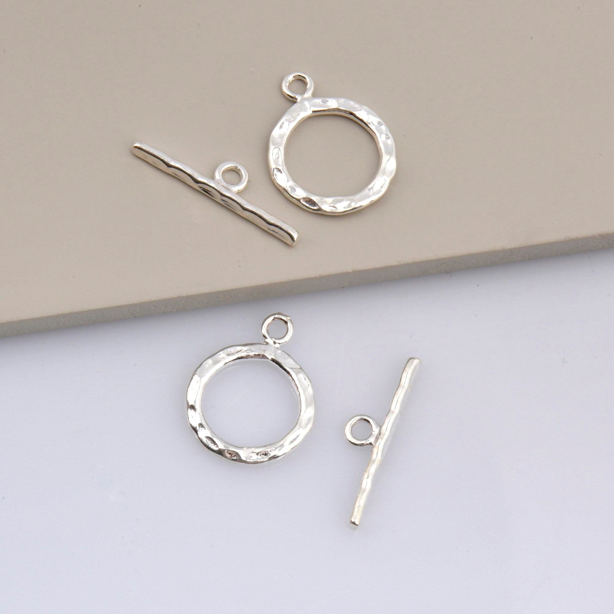 925 Silver Toggle Clasps, Solid Silver Toggle Clasp, Silver Plated Organic Toggle Clasp Set, Jewelry Supply, Jewelry Findings, M57C