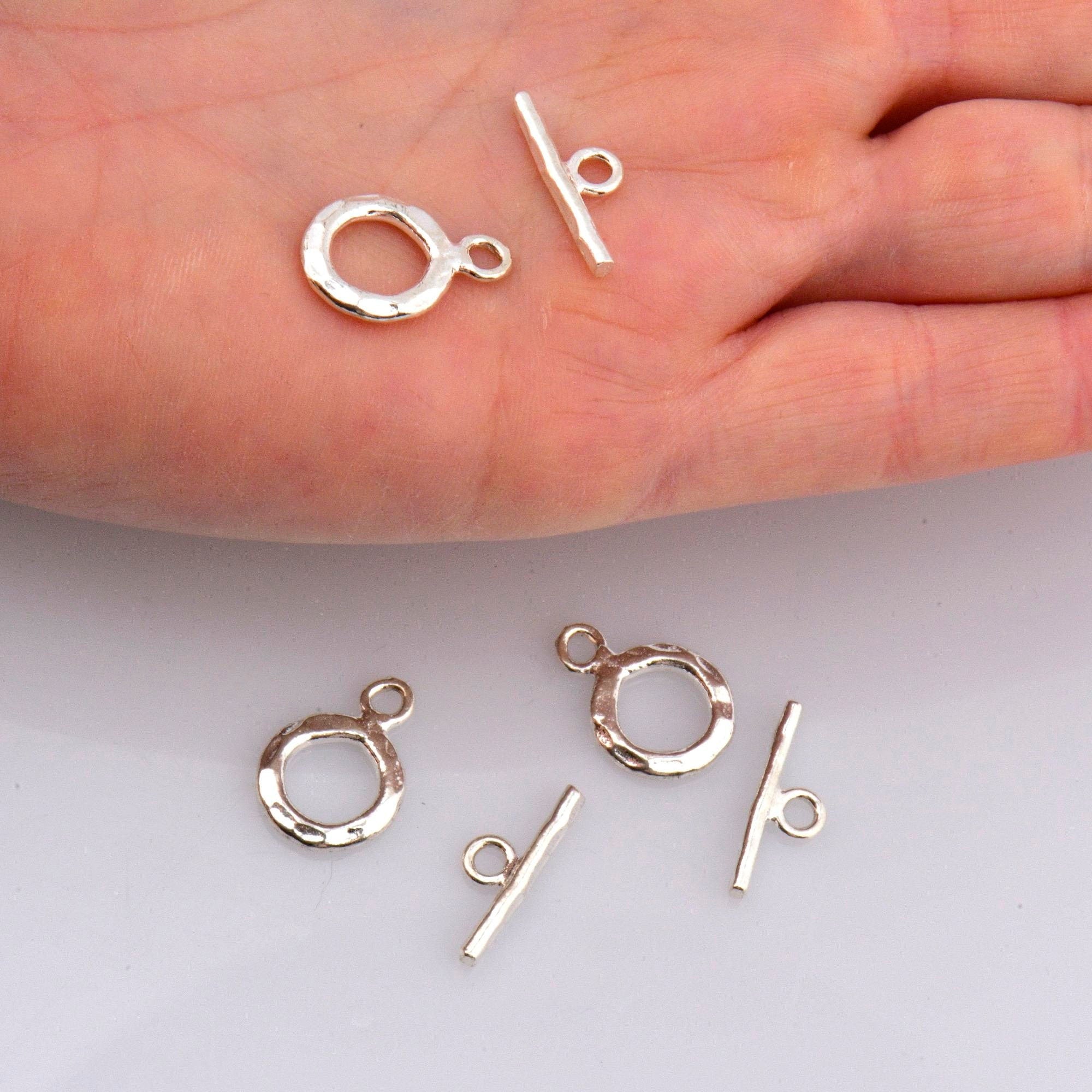 925 Solid Silver Toggle Clasp, Silver Toggle Clasps, Silver Plated Organic Toggle Clasp Set, Jewelry Supply, Jewelry Findings, M57A-C
