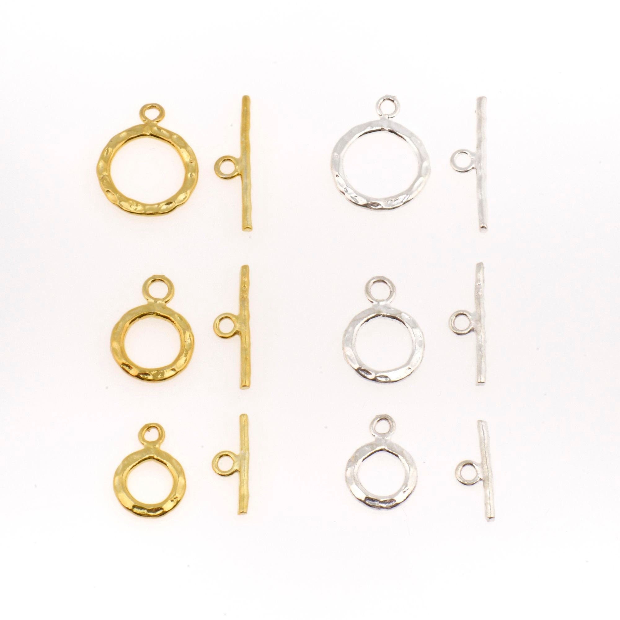 24K Gold Vermeil & 925 Silver Toggle Clasps, Silver Toggle Clasp, Plated Organic Toggle Clasp Set, Jewelry Supply, Jewelry Findings, MV/M57