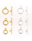 24K Gold Vermeil & 925 Silver Toggle Clasps, Silver Toggle Clasp, Plated Organic Toggle Clasp Set, Jewelry Supply, Jewelry Findings, MV/M57