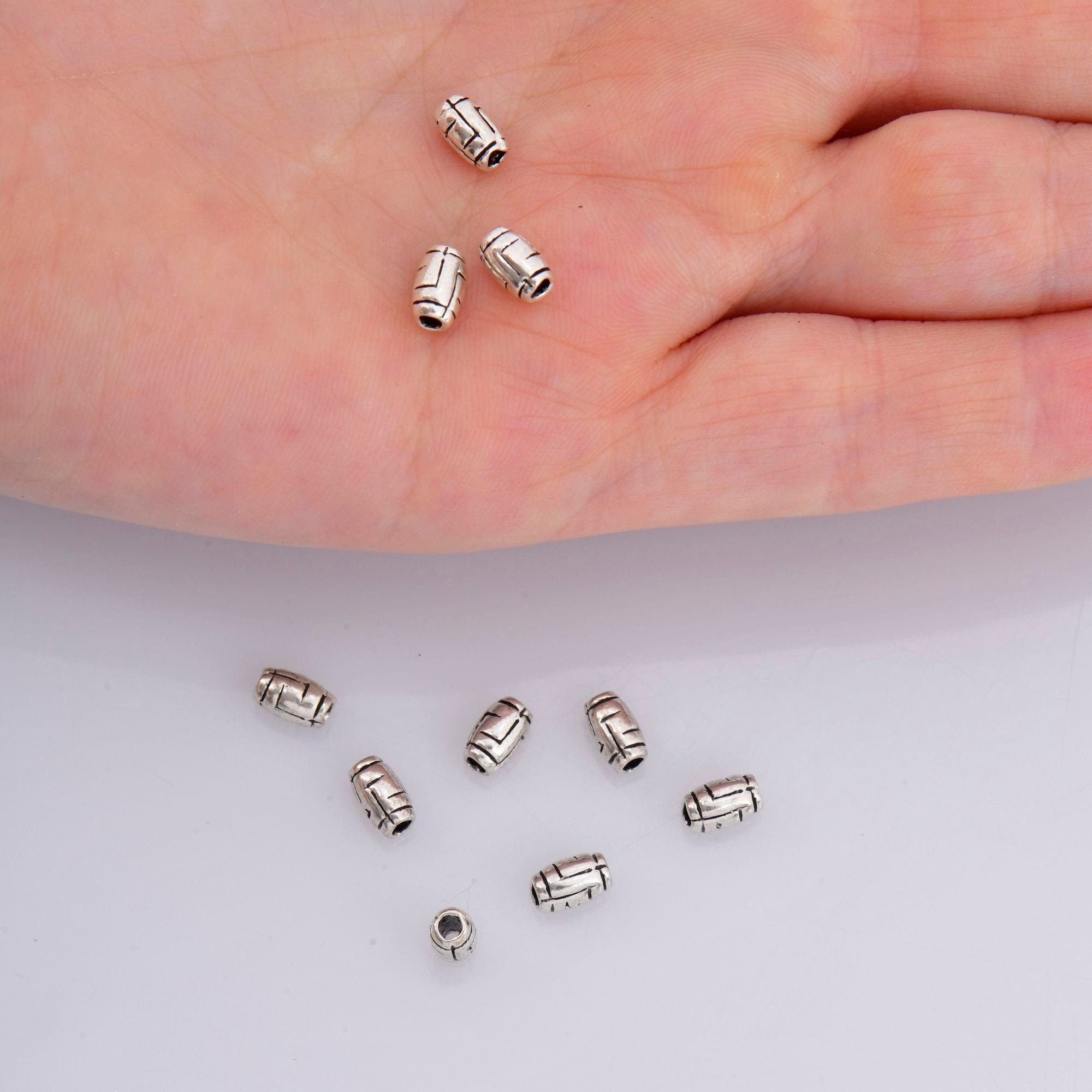 925 Sterling Silver Tube Beads, Antique Silver Barrel Shape Tube Beads, Oxidized Silver Tribal Tube Beads, Jewelry Making, M27