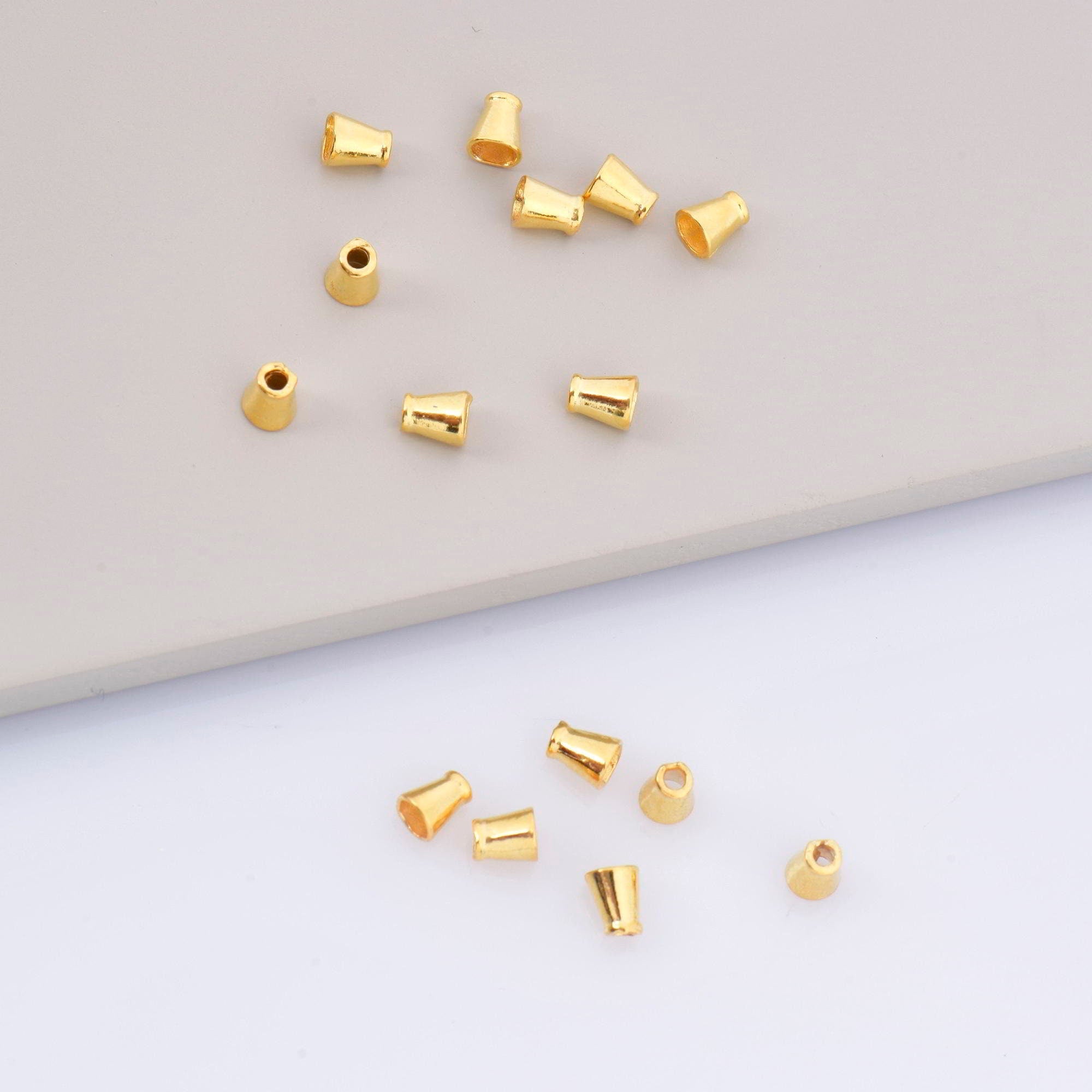 24K Gold Vermeil Cone Shape Beads, 24K Gold Plated Cone Bead Caps, 925 Solid Silver Plain Cone End Beads, Jewelry Making Supplies, VM28A