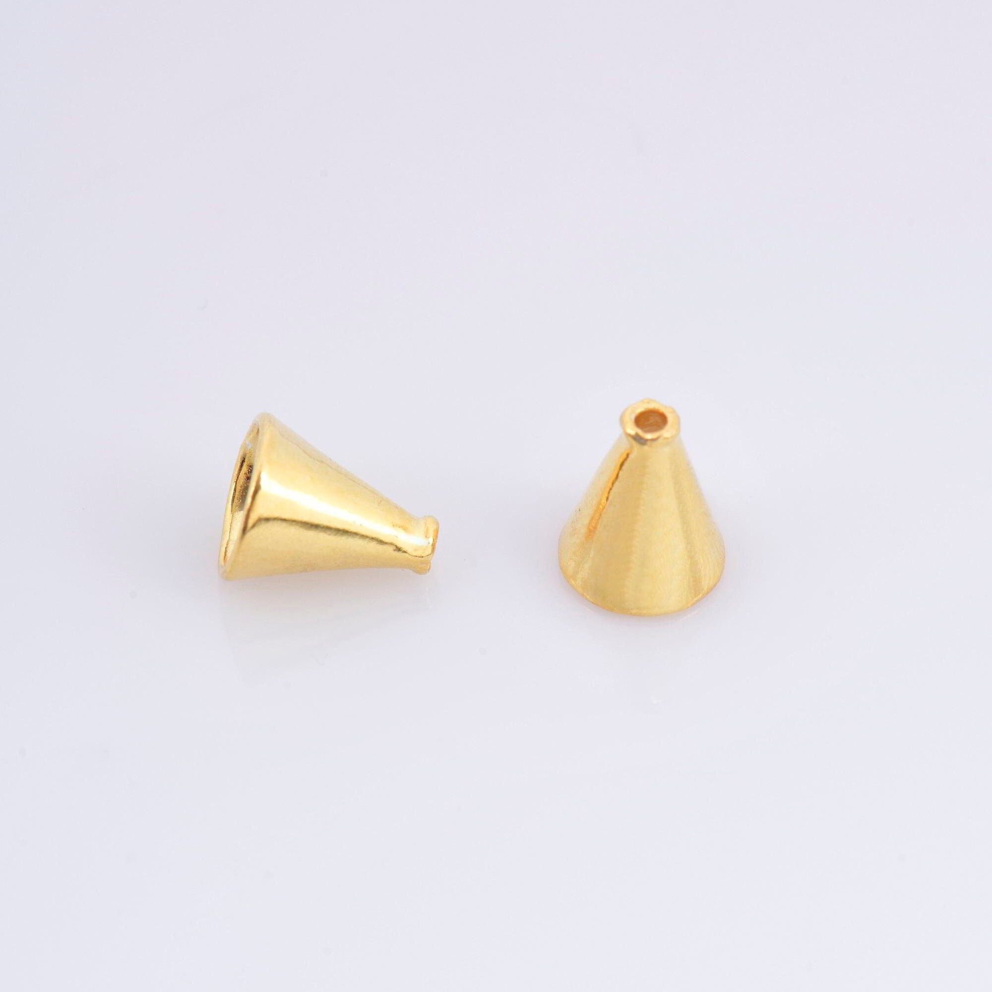 24K Gold Vermeil Cone Shape Beads, 24K Gold Plated Cone Bead Caps, 925 Solid Silver Plain Cone End Beads, Jewelry Making Supplies, VM28C