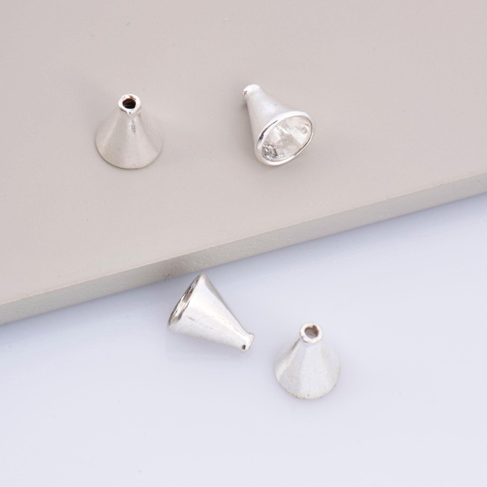 925 Sterling Silver Cone Shape Beads, Solid Silver Cone Bead Caps, Silver Plain Cone End Beads, Bead Caps For Jewelry Making, M28C