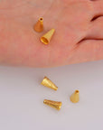 24K Gold Vermeil Cone Shape Beads, 24K Gold Plated Cone Bead Caps, 925 Silver End Bead Cones, Pyramid Bead Caps, Jewelry Findings, VM29B