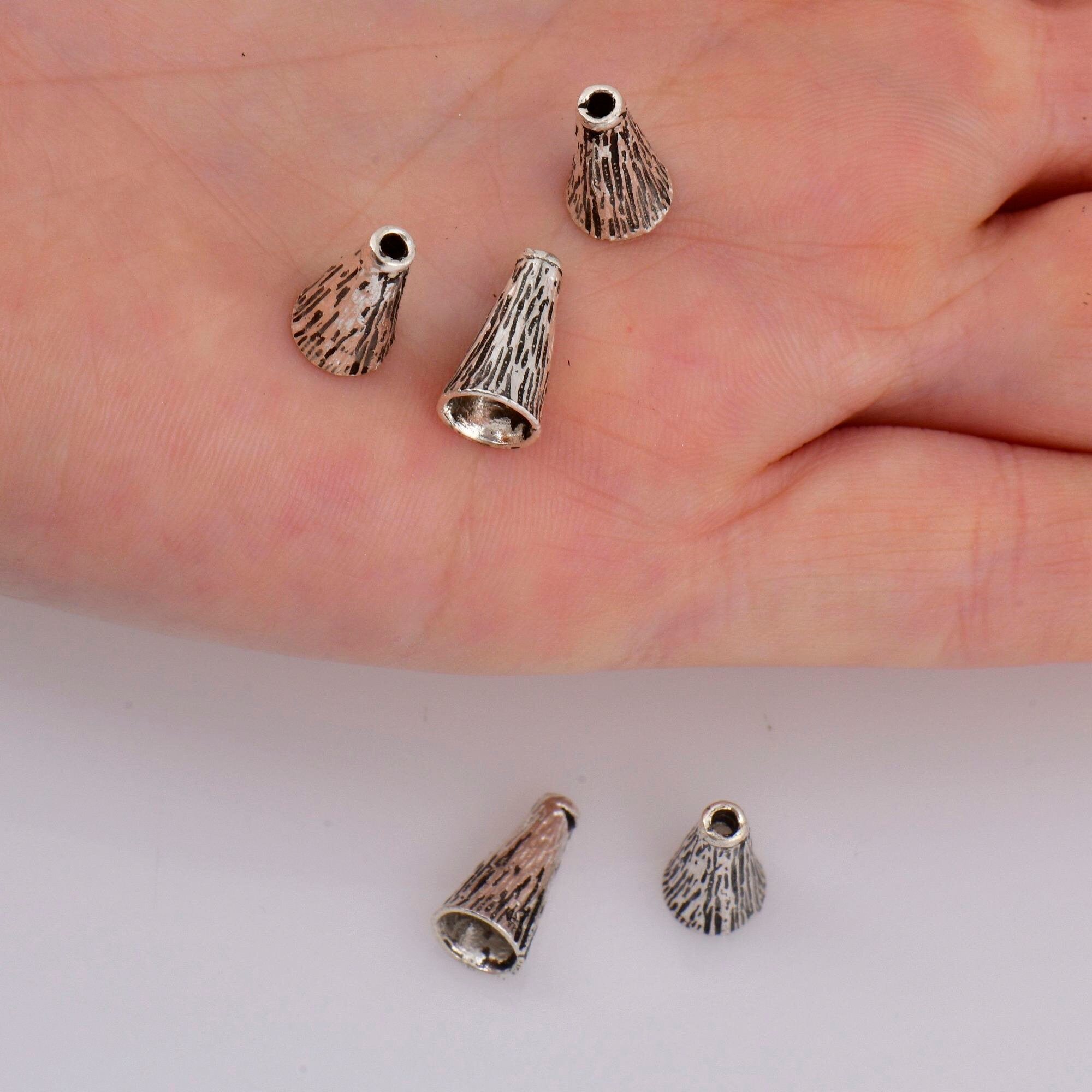 925 Sterling Silver Cone Shape Bead, Solid Silver Cone Bead Cap, Antiique Silver End Bead Cones, Pyramid Bead Caps, Jewelry Findings, M29A-C